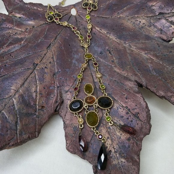 VTG Monet Jewel Toned Crystal Necklace - Picture 4 of 9